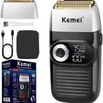 KEMEI Men's Shaving Razor, Rechargeable Electric Razor with Beard Trimmer, Titanium Foil Lithium Cordless Razors with Travel Case