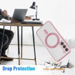 ⁦Dl3 Mobilak Case For Samsung Galaxy S22 MagSafe with Camera Lens Protector,Magnetic Clear Case Full Protection Plating Anti-Scratch Slim Thin Case Cover (Rose Gold)⁩ - الصورة ⁦4⁩