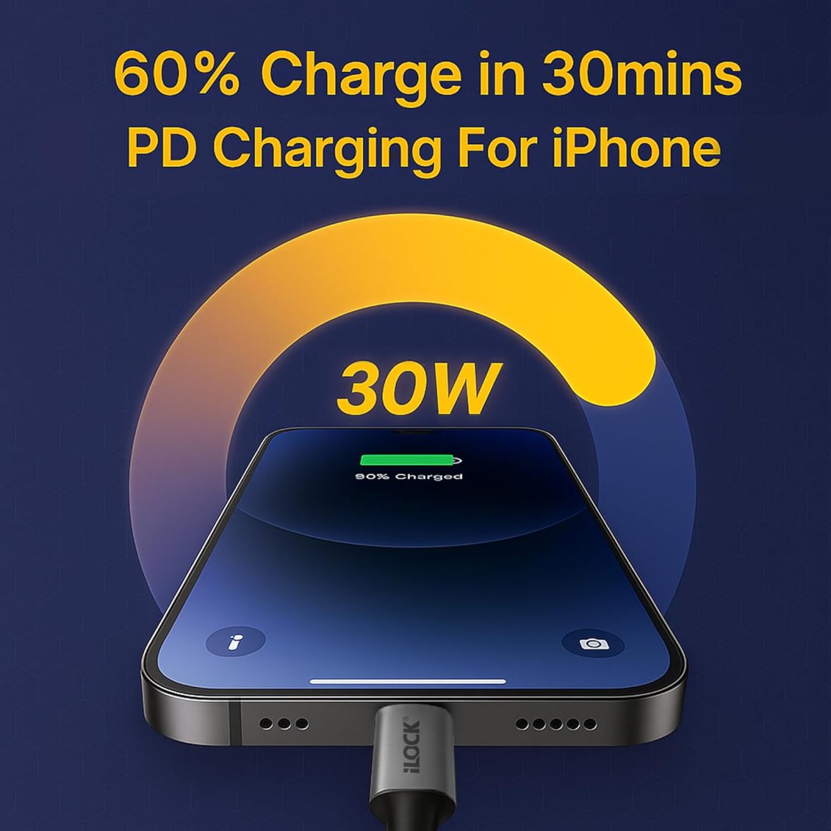 ⁦iLOCK USB-C to iPhone Charging Cable | 1 Meter | Ultra Durable Braided Cable | 30 Watt Fast Charging (Type C to iPhone)⁩ - الصورة ⁦7⁩