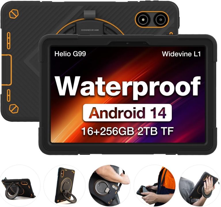 AGM PAD P2 Active Rugged Android 14 Tablet with Case, Waterproof/Drop-Proof, Widevine L1 Certification, 11" 90Hz FHD 480 NITS Display, MTK G99, 8000mAh, 16(8+8) + 256GB[TF 2TB], GPS, Compass, OTG
