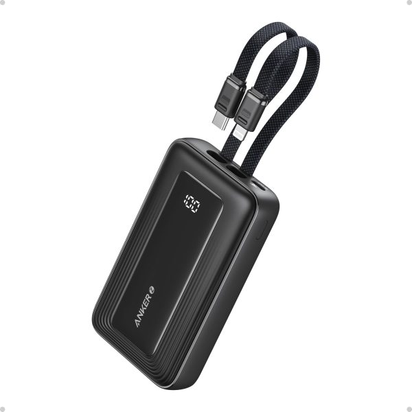 Anker Zolo Power Bank, 10,000 mAh 30W Max Fast Portable Charger with Built-in USB-C and Lightning Cables and MFi Certified 1C1A for iPhone 16/15/14 Series, MacBook, Galaxy and More