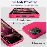 ⁦Dl3 Mobilak Compatible with iPhone 13 Pro Max (6.7 Inch) Case, Liquid Silicone Case, Full Body Protective Cover, Shockproof, Slim Phone Case, Anti-Scratch Soft Microfiber Lining (Neon Pink)⁩ - الصورة ⁦4⁩