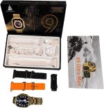 ⁦ADHOMAX X8 Ultra Max new golden eddition Smart Watch 49MM HD Display, Elegant Design, 3 straps, Lock, Screw, Fitness Tracker, Heart Rate, Calls, Wireless Charging, Camera, Weather | IOS, android (X8)⁩ - الصورة ⁦3⁩