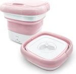 ⁦PETOLUTION Portable Mini Washing Machine, Small Foldable Clothes Washing Bucket for Camping, RV, Travel, Small Spaces, Foldable, Lightweight and Easy to Carry and Store (Pink)⁩ - الصورة ⁦8⁩
