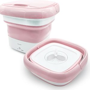 ⁦PETOLUTION Portable Mini Washing Machine, Small Foldable Clothes Washing Bucket for Camping, RV, Travel, Small Spaces, Foldable, Lightweight and Easy to Carry and Store (Pink)⁩ - الصورة ⁦8⁩
