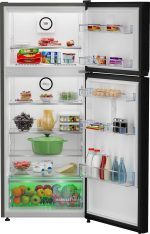 ⁦Beko Refrigerator, 367 Liters, Top Freezer, Inverter, No Frost, Black, RDNE420K02DXIPEGB⁩ - الصورة ⁦3⁩