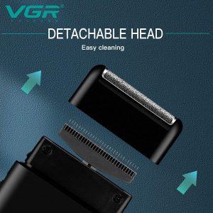 ⁦VGR V-390 Professional Electric Razor - Ultra Thin Rechargeable USB Travel Shaver for Face Care and Beard Trimming - Reciprocating Blade - Men's Electric Shaver - Black⁩ - الصورة ⁦4⁩