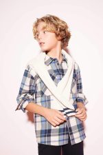 ⁦DeFacto Boy Oversize Fit Polo Neck Long Sleeve Navy Woven Top Long Sleeve Shirt, Navy 13/14 Y⁩ - الصورة ⁦3⁩