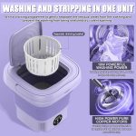 ⁦Roadtime Mini Portable Washing Machine, 8L Foldable With 3 Modes for Camping, Underwear, Lightweight Clothing, EU Plug (Purple)⁩ - الصورة ⁦5⁩