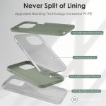 ⁦OIIAEE Silicone Case Designed for iPhone 13 Pro Max Case, Ultra Slim Shockproof Protective Liquid Silicone Phone Case with Soft Anti-Scratch Microfiber Lining, 6.7 inch, Copper Green⁩ - الصورة ⁦6⁩
