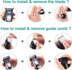 ⁦VGR V-055 Professional Cordless Beard Hair Trimmer Kit Wireless Hair Grooming Trimmers with 4 Guide Combs Brush USB Cord for Men, Family or Pets Rechargeable Li-ion Battery 120 mins Runtime - Black⁩ - الصورة ⁦9⁩