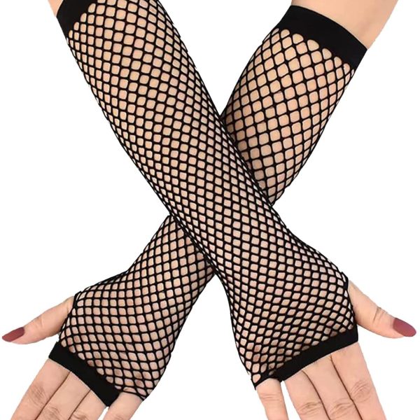 Fishnet Gloves for Women |amazingEGP| and Girls Long Mesh Fingerless Gloves In Theme Party Costume Accessories