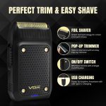 ⁦Vgr V-353 Professional Ultra Thin Shaver - Rechargeable Razor for Face Care & Beard Trimmer - Reciprocating Blade with USB Travel Shaver, Men's Electric Razor - Black⁩ - الصورة ⁦2⁩