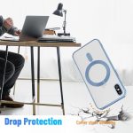 ⁦Yetagso Magnetic for iPhone X/iPhone Xs Case,Electroplated Edge Clear Back Slim Protective Phone Case with Camera Protection,Compatible with MagSafe,Blue Edge⁩ - الصورة ⁦5⁩
