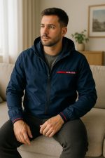 ⁦Miza Men's Winter Jacket Front Zipper Capishu Jacket with Red Details Youth and Men⁩ - الصورة ⁦5⁩