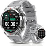 Military Smart Watch, 1.52-Inch Touch Screen Tactical Smartwatch with Text and Call, Heart Rate, Blood Oxygen, and Activity Trackers - Compatible with iPhone and Android, for Men and Women(Grey)