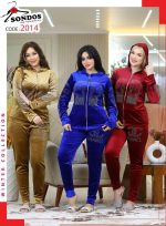 ⁦بيجامة نسائية شتوية دافئة وناعمة من القطيفة الزبدة - طقم من قطعتين بتطريز لامعة - مقاسات تناسب من 60 إلى 90 كجم - متوفر بألوان متعددة.⁩ - الصورة ⁦5⁩