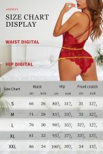 ⁦ADSEXY See Through Lingerie Sexy Lace Teddies Floral One Piece Bodysuit Women Exotic Sheer Underwear Mini Mesh Babydoll, Black, L⁩ - الصورة ⁦3⁩