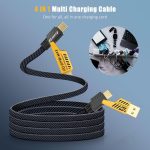 ⁦YISH Multi USB Cable 4 in 1 Universal: 1.8 m Multiple USB Charger Cable, Nylon Fast Charging Cable with USB A/USB C to 65W Type C/27W PD Compatible with iPhone Samsung Galaxy Macbook iPad⁩ - الصورة ⁦7⁩