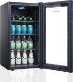 ⁦Heinrich´s Drinks Fridge, Mini Fridge with Glass Door, Compact and Quiet: 40 dB, LED Interior Lighting, Perfect for Office, Camping 4 to 18 °C, (88 Litres/3 Shelves/40 db) [Energy Class D]⁩ - الصورة ⁦6⁩