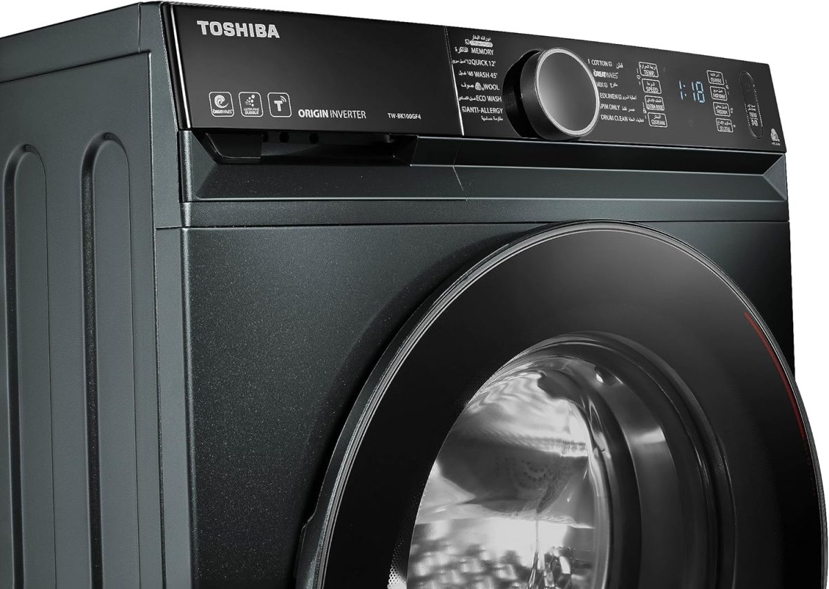 ⁦Toshiba Tw-Bk100Gf4Eg(Mk) Washing Machine,Ultra Fine Bubbles,Inverter, Steam, Smart, Control (Wifi) 8 Kg Morandi Grey, Automatic⁩ - الصورة ⁦5⁩