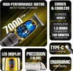 ⁦VGR V-981 Professional Hair Clipper Corded & Cordless with LED Display & Turbo Mode Function | Runtime: 150 min Trimmer for Men -1 year warranty(Gold)⁩ - الصورة ⁦2⁩