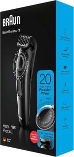 ⁦Braun Beard trimmer BT3222 With Precision dial and 1 Comb, 20 Length Settings, Black⁩ - الصورة ⁦6⁩