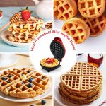 ⁦LOMUG Mini Round Waffle Maker, Non-Stick Belgian Waffle Maker for Home & Kids Birthdays⁩ - الصورة ⁦5⁩