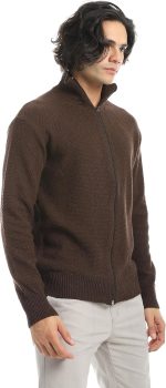 ⁦Andora Mens Ribbed Neck & Trim Zipper Sweater Pullover Sweater⁩ - الصورة ⁦4⁩