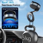 ⁦PlusAcc Vacuum Magnetic Phone Holder for Car - Suction Phone Mount 360°Rotatable Foldable Portable Strong Magnet Stand for iPhone16/15/14/13 & Samsung on Mirror,Smooth Surface, Windscreens⁩ - الصورة ⁦5⁩
