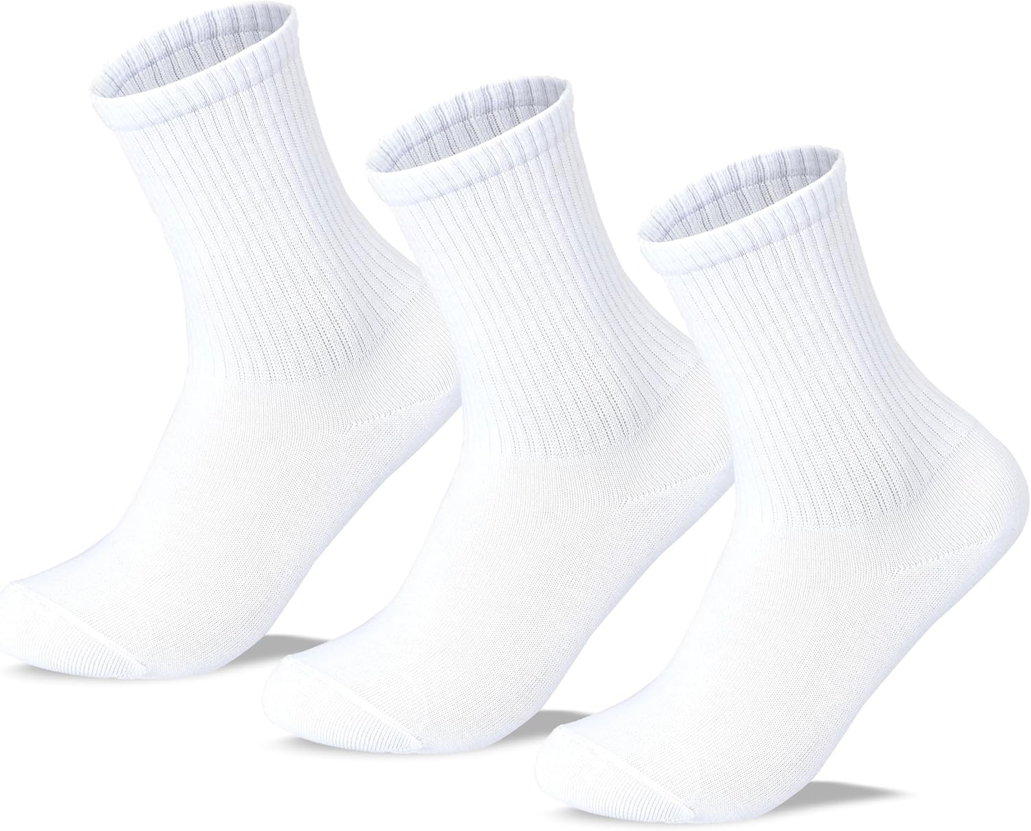Sam Socks Kids Set of 3 Long School Plain Socks White size 26-29 EU