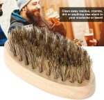⁦Uxsiya Men Beard Brush Soft Bristle Mustache Comb Oval Bamboo Handle Beard Shaping Tool for Home Use⁩ - الصورة ⁦5⁩