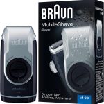 Braun MobileShave M-90 Shaver with Twist Cap, Battery Operated - Dark Blue/Silver