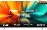 Haier 50 Inch 4K UHD QLED Smart TV Built-in Receiver, Silver - H50S80EU