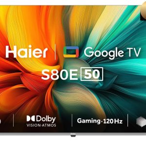 Haier 50 Inch 4K UHD QLED Smart TV Built-in Receiver, Silver - H50S80EU