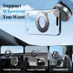 ⁦PlusAcc Vacuum Magnetic Phone Holder for Car - Suction Phone Mount 360°Rotatable Foldable Portable Strong Magnet Stand for iPhone16/15/14/13 & Samsung on Mirror,Smooth Surface, Windscreens⁩ - الصورة ⁦3⁩