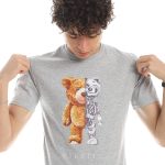 ⁦Printed T-Shirt Cotton For Men - Grey⁩ - الصورة ⁦4⁩