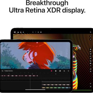 ⁦Apple iPad Pro 11-inch (M4): Ultra Retina XDR display, 256GB, Landscape 12MP Front Camera/12MP Back Camera, LiDAR scanner, Wi-Fi 6E, Face ID, All-Day Battery Life, Standard glass - Space Black⁩ - الصورة ⁦3⁩