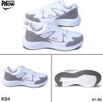 ⁦Men's Stylish White & Grey & BLACK Athletic Sneakers | Lightweight Running Shoes with Cushioned Sole | Sporty Everyday Trainers KS4⁩ - الصورة ⁦2⁩