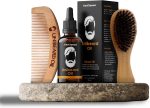 Unibeard Oil 50 ml with Beard Comb and Beard Brush - strengthening beard growth and nurturing hair follicles - coconut scent
