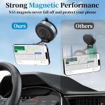 ⁦PlusAcc Vacuum Magnetic Phone Holder for Car - Suction Phone Mount 360°Rotatable Foldable Portable Strong Magnet Stand for iPhone16/15/14/13 & Samsung on Mirror,Smooth Surface, Windscreens⁩ - الصورة ⁦7⁩