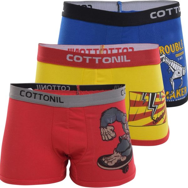 طقم بوكسر تيربو للاطفال مكون من 3 قطع - متعدد الألوان 5-6 Years للالنساء قطن