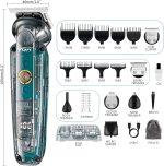 ⁦VGR Beard Trimmer Men Rechargeable Kit via USB-C All in One Grooming 180 Min Battery IPX6 Waterproof Cordless Hair Clippers - Male Electric Shaver Razor for Face Ear Nose Head Body Groomer 6 in 1⁩ - الصورة ⁦7⁩