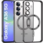 Grabist Magnetic Case for Samsung Galaxy A56/Samsung Galaxy A36, Camera Lens Full Protection, Compatible Wireless Charging, Shockproof Soft TPU Cover (Gray, Samsung A56/ Samsung A36)