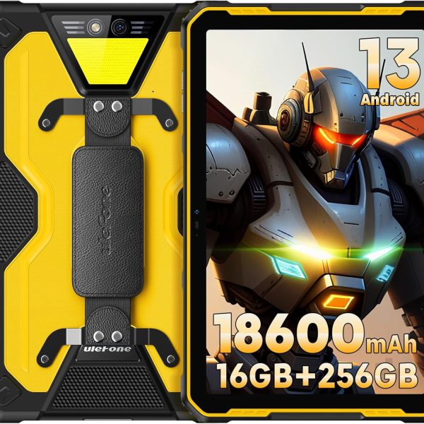 Ulefone Armor Pad 2 11 inch 2K FHD+ Screen Rugged Tablet, 18600mAh, Camping Light, Octa Core 16GB + 256GB Android 13, 48MP Rear Camera, 4G Dual SIM IP68 Waterproof Android Tablet GPS NFC-Yellow