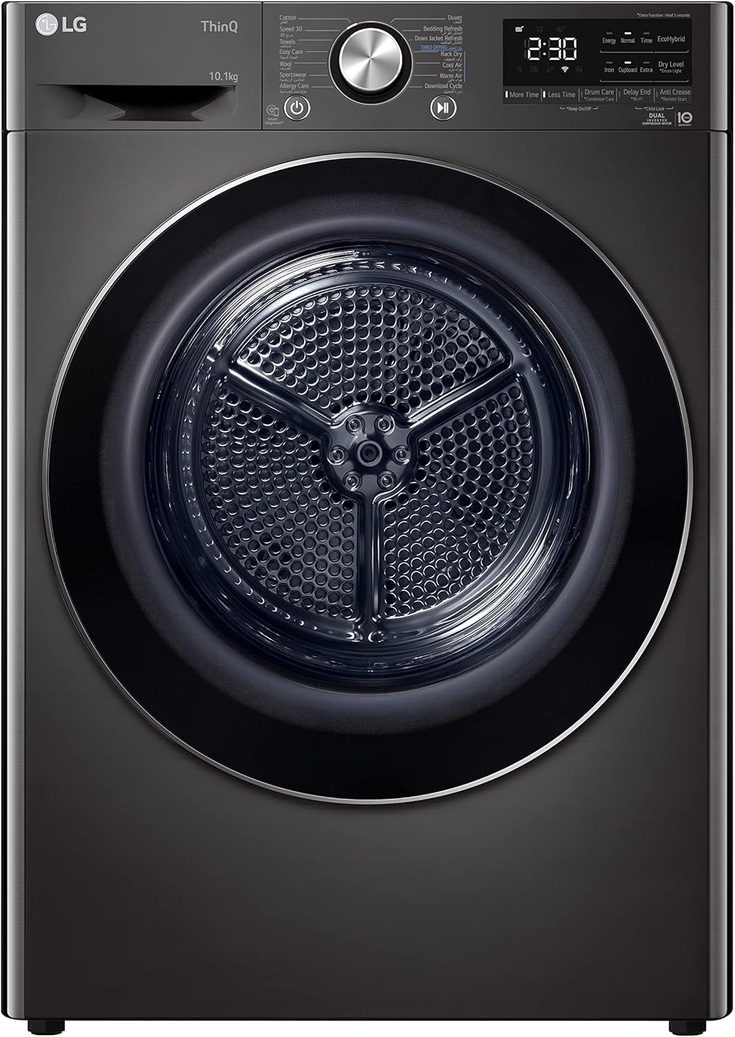 81LNoWA1VTL._AC_SL1500_.jpg LG Dryer Inverter Dual Heat Pump 10.1 KG With Energy Saving, Black-LG ThinQ™-RH10V9JV2W