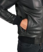 ⁦Top leather (T23) Mens Casual Stand Collar Slim Fit Genuine Leather Jacket Biker Motorcycle Jacket⁩ - الصورة ⁦7⁩