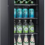 Heinrich´s Drinks Fridge, Mini Fridge with Glass Door, Compact and Quiet: 40 dB, LED Interior Lighting, Perfect for Office, Camping 4 to 18 °C, (88 Litres/3 Shelves/40 db) [Energy Class D]