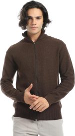 Andora Mens Ribbed Neck & Trim Zipper Sweater Pullover Sweater