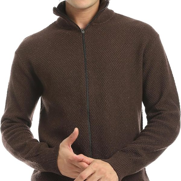 Andora Mens Ribbed Neck & Trim Zipper Sweater Pullover Sweater